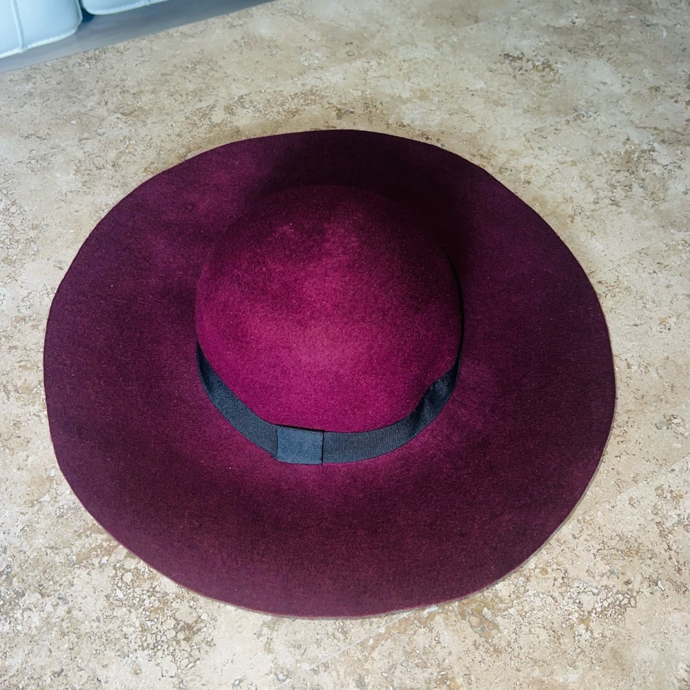 NWOT 100% Wool Aerie Deep Burgundy Wide-Brim Hat